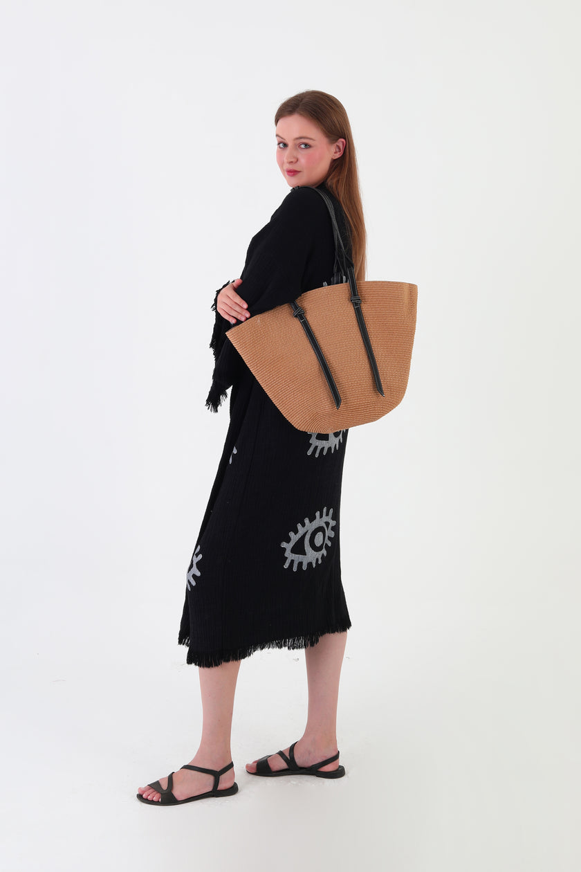 Wonder Hasır El ve Omuz Çantası - Vizon