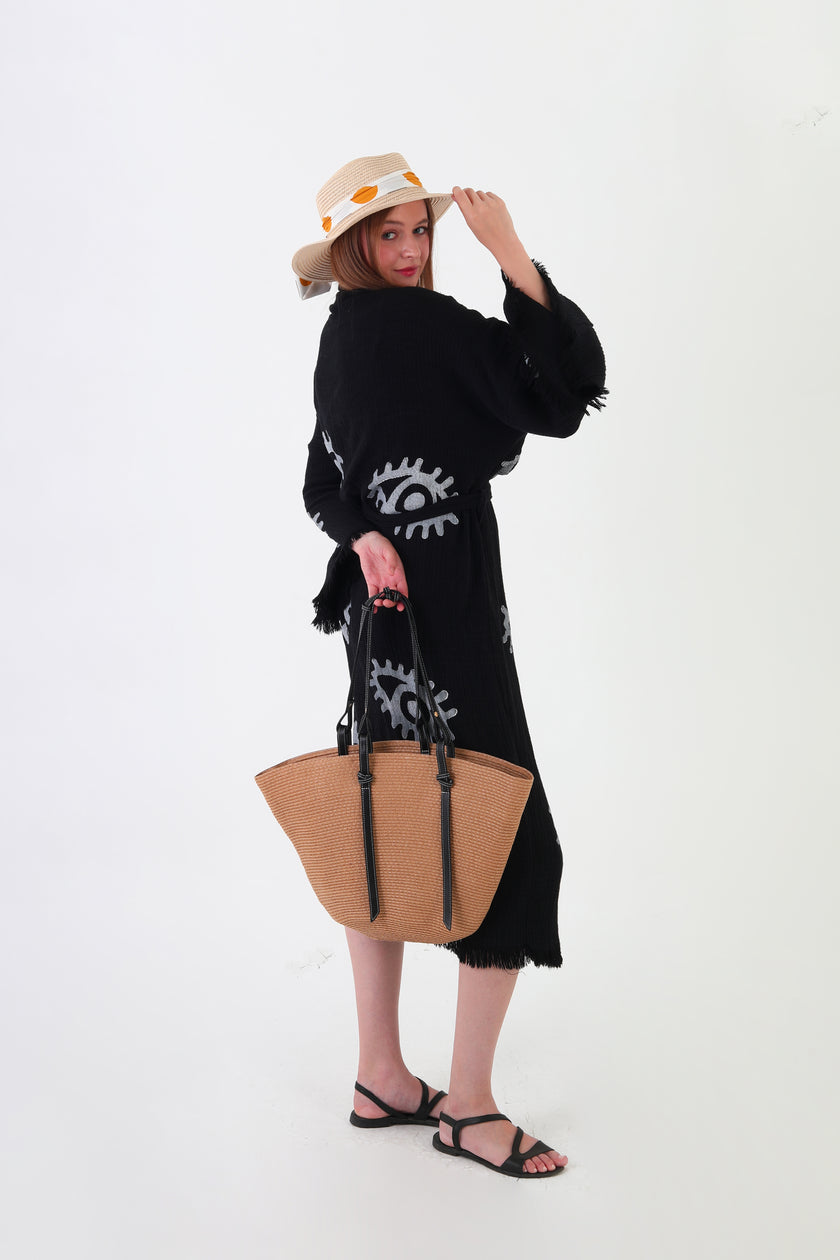 Wonder Hasır El ve Omuz Çantası - Vizon