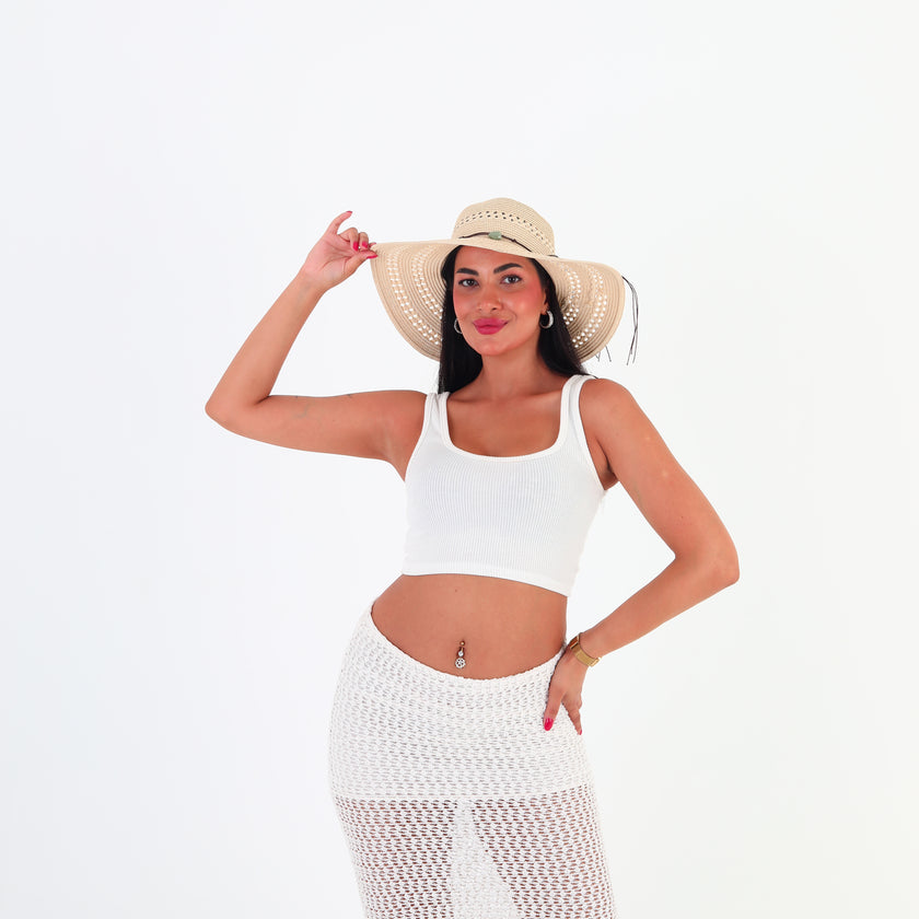 Hasır Plaj Şapkası - Bej