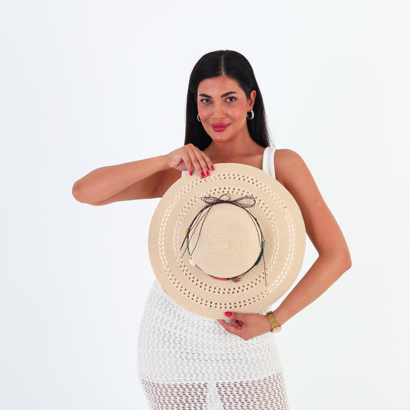 Hasır Plaj Şapkası - Bej