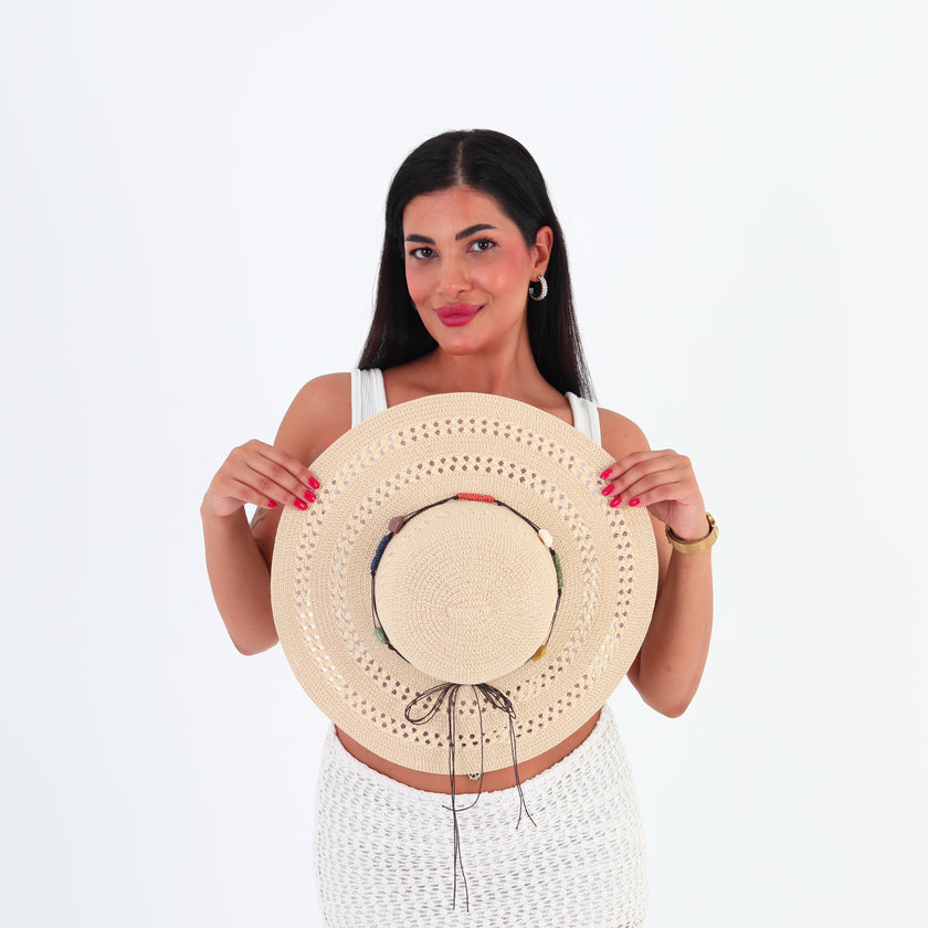 Hasır Plaj Şapkası - Bej
