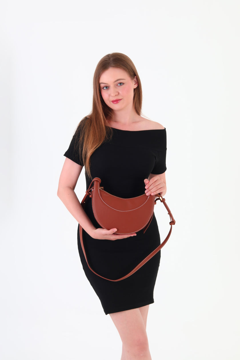 Venüs Yarım Ay Çapraz Çanta - Taba