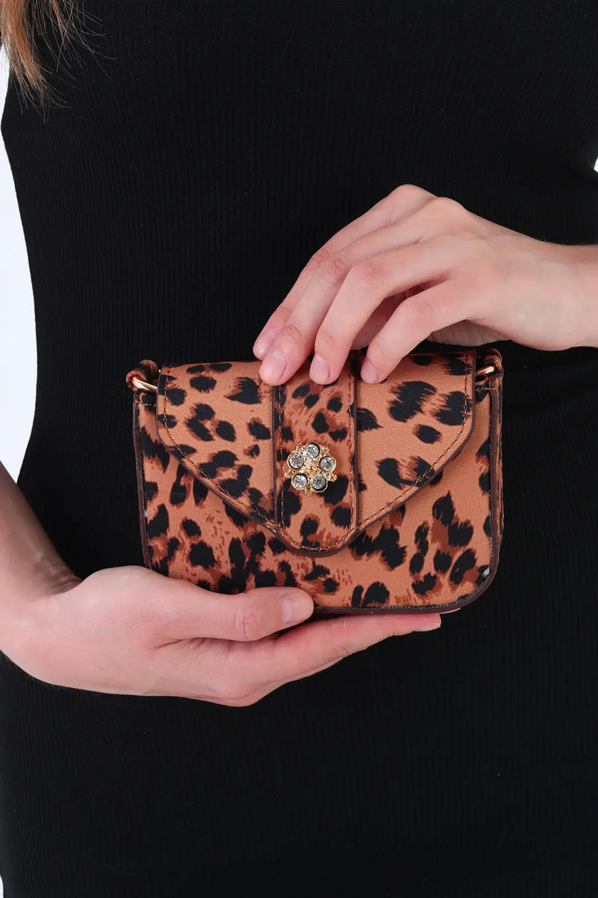 Rummel Zincirli Mini Çanta Leopar