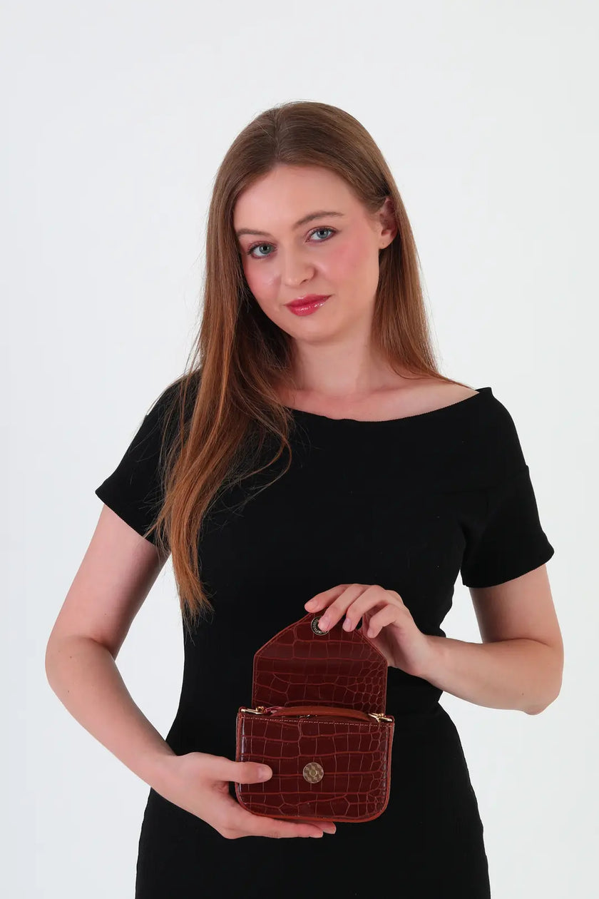 Rummel Zincirli Mini Çanta Taba