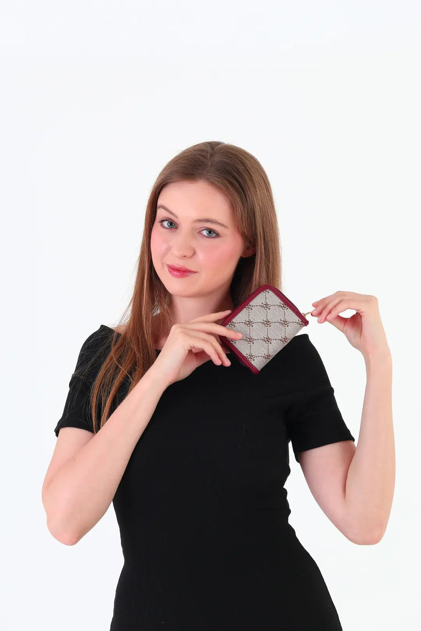 Bredo Desenli Cüzdan Bordo