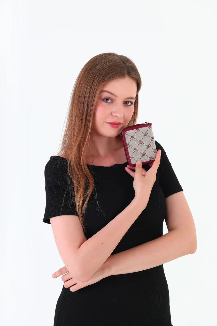 Bredo Desenli Cüzdan Bordo