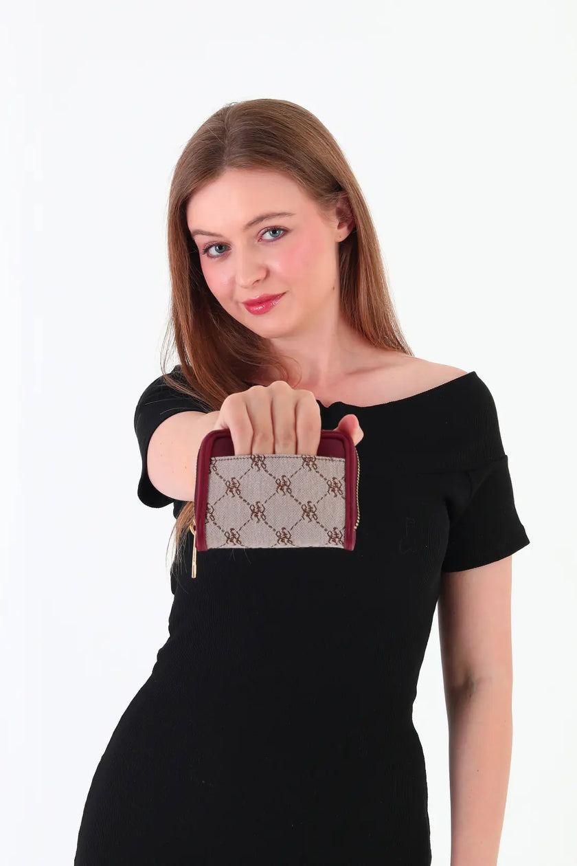 Bredo Desenli Cüzdan Bordo