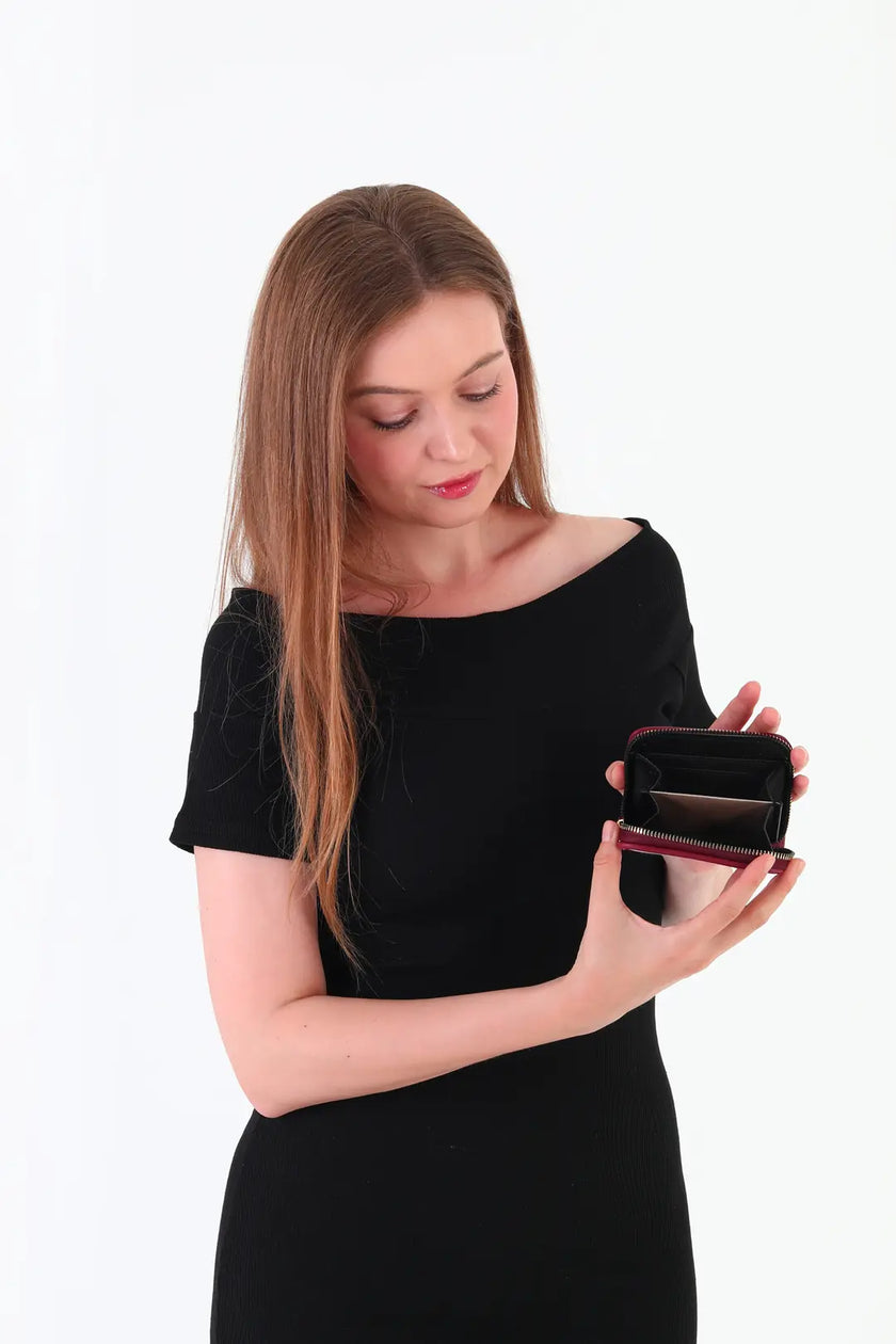 Bredo Desenli Cüzdan Bordo