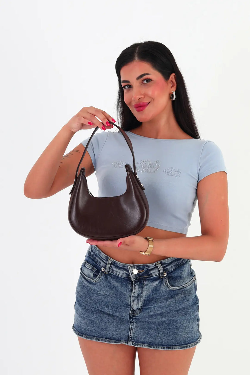Heiro Oval Baget Çanta Kahverengi