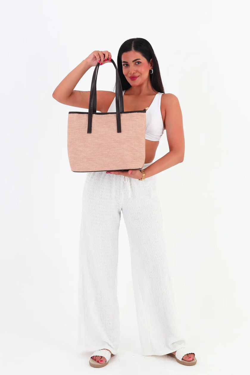 Bisco Hasır Görünümlü Çanta Kahve