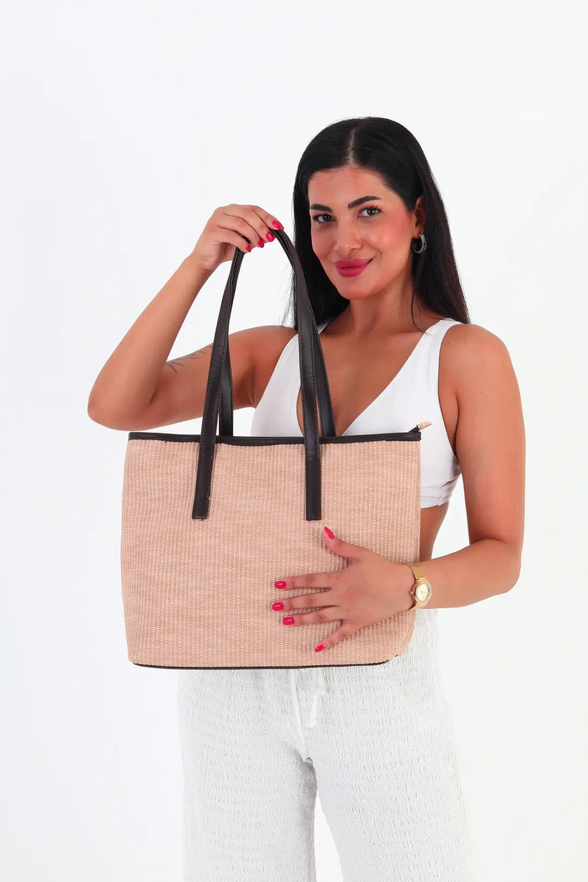 Bisco Hasır Görünümlü Çanta Kahve