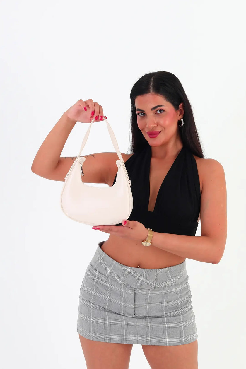 Heiro Oval Baget Çanta Krem