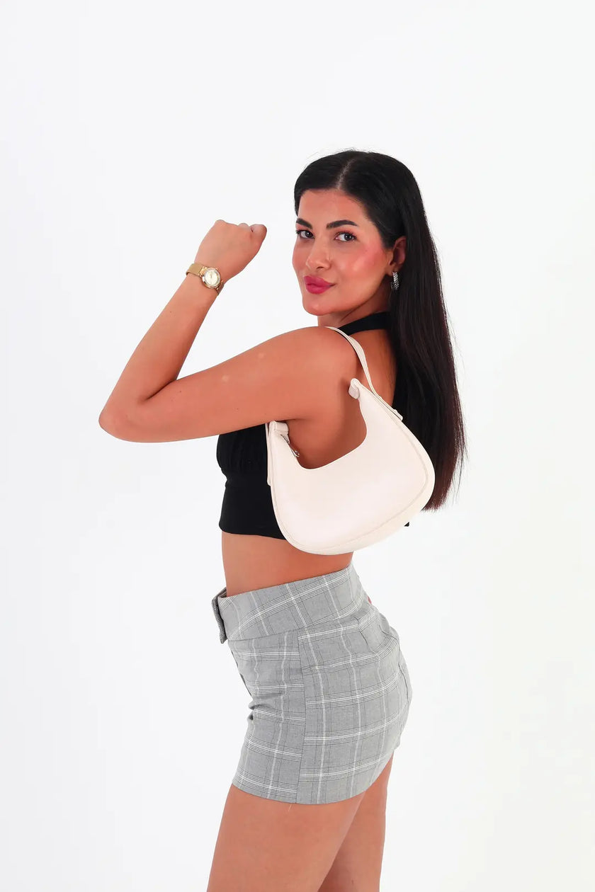 Heiro Oval Baget Çanta Krem