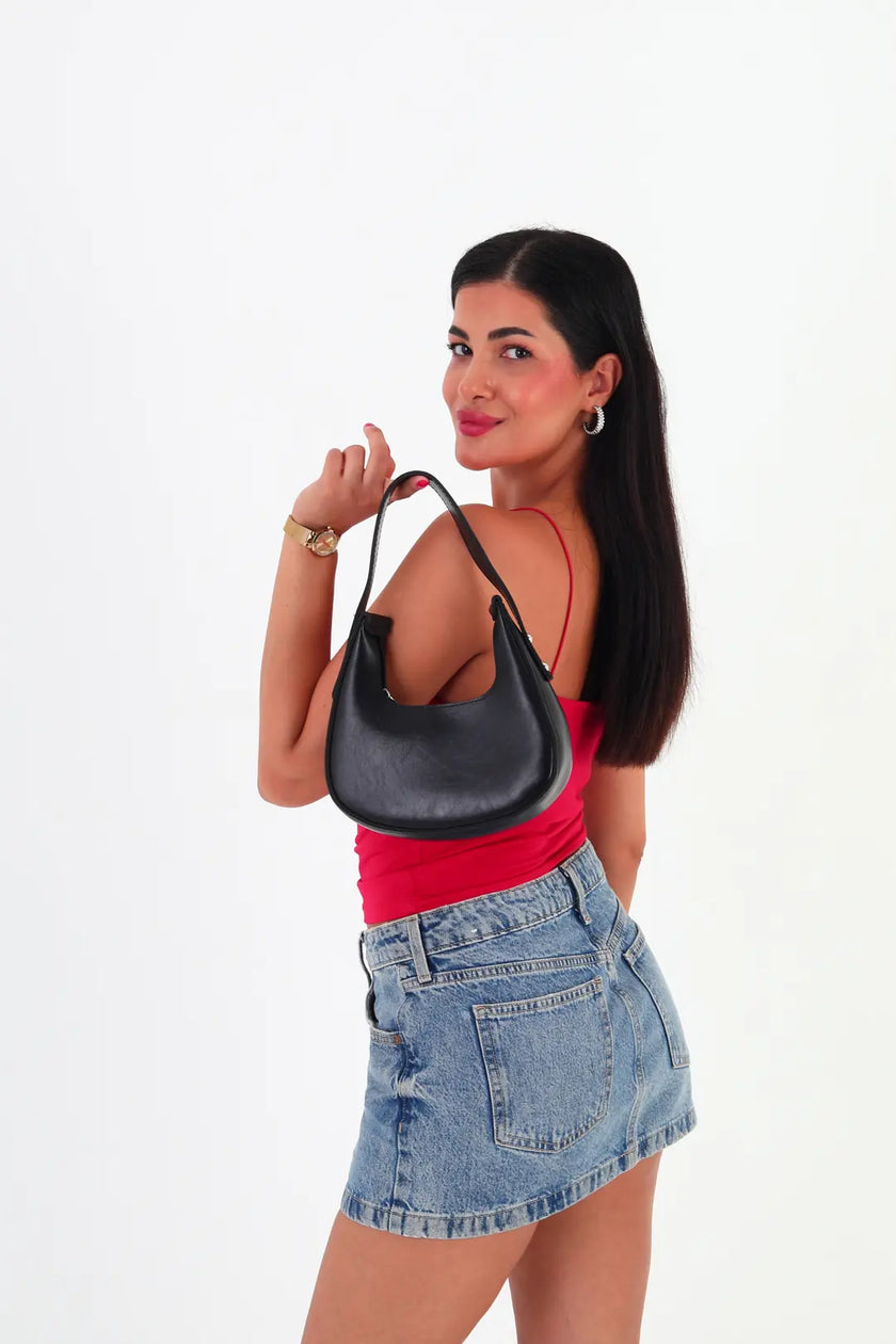 Heiro Oval Baget Çanta Siyah