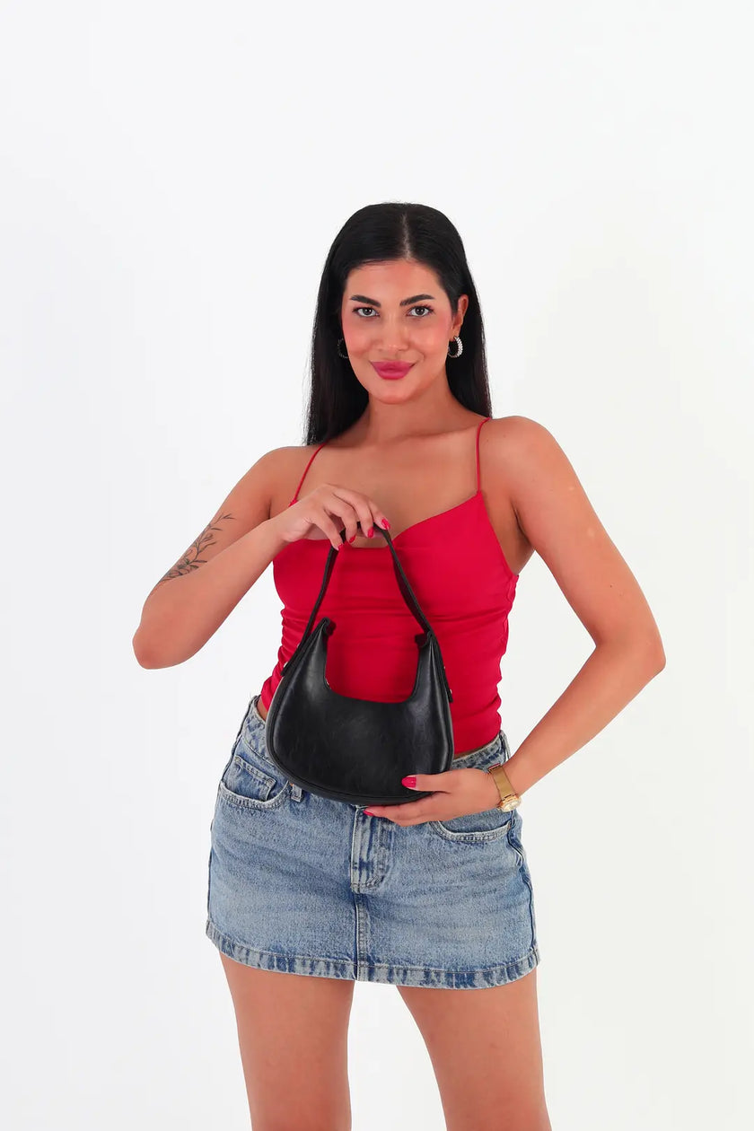 Heiro Oval Baget Çanta Siyah