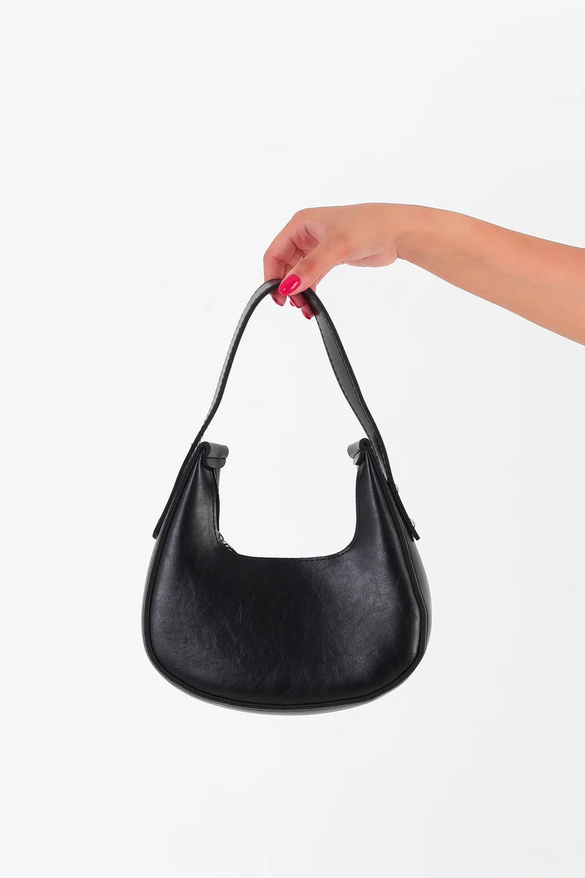 Heiro Oval Baget Çanta Siyah