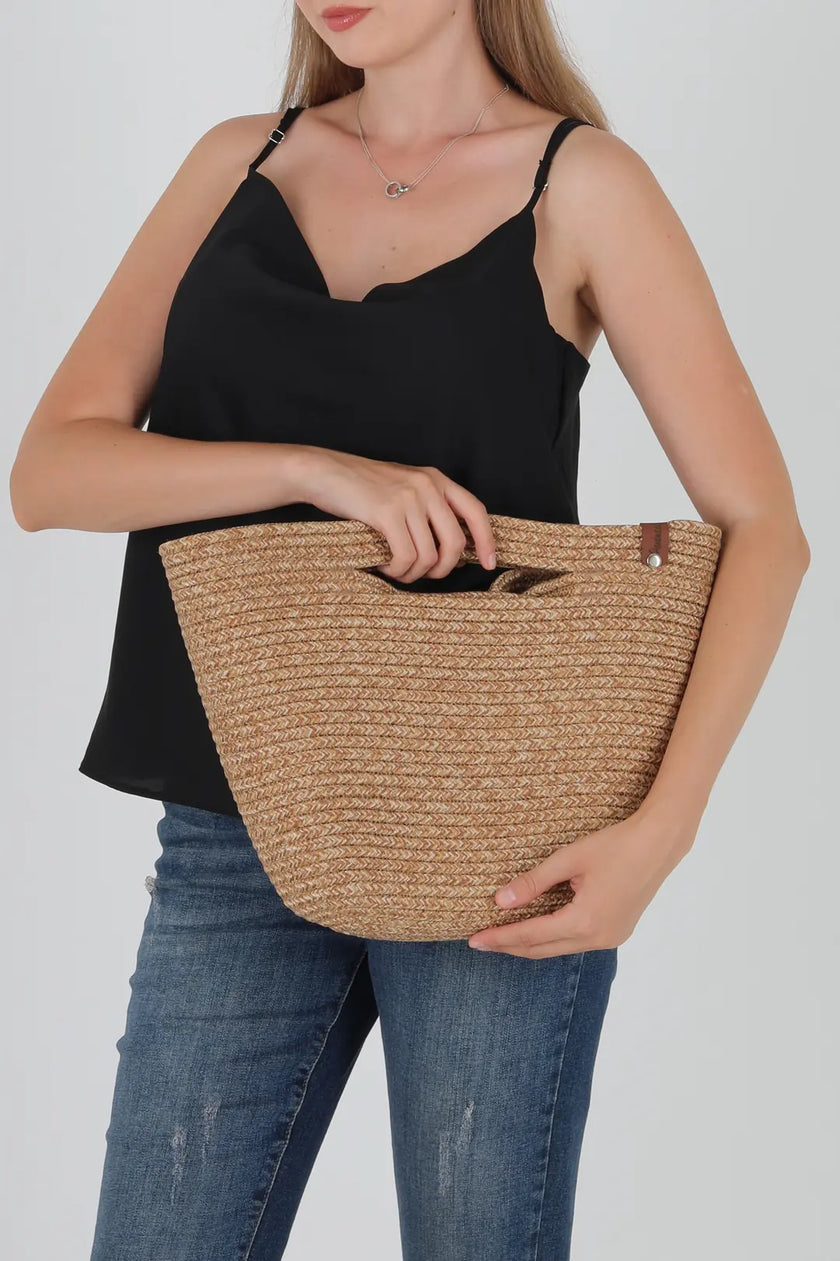 Luno Hasır Omuz Çantası Vizon