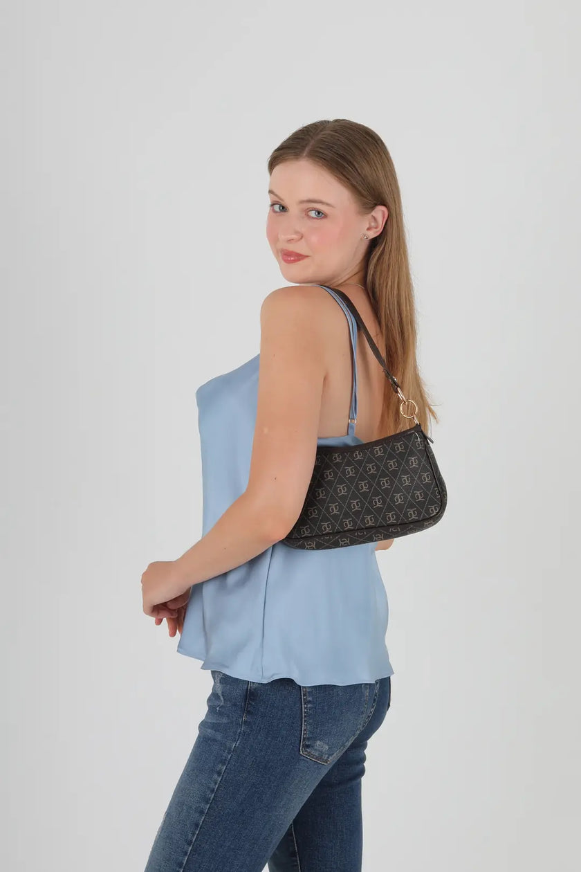 Panna Monogrom Baget Çanta Kahve