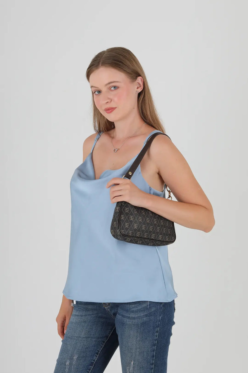 Panna Monogrom Baget Çanta Kahve