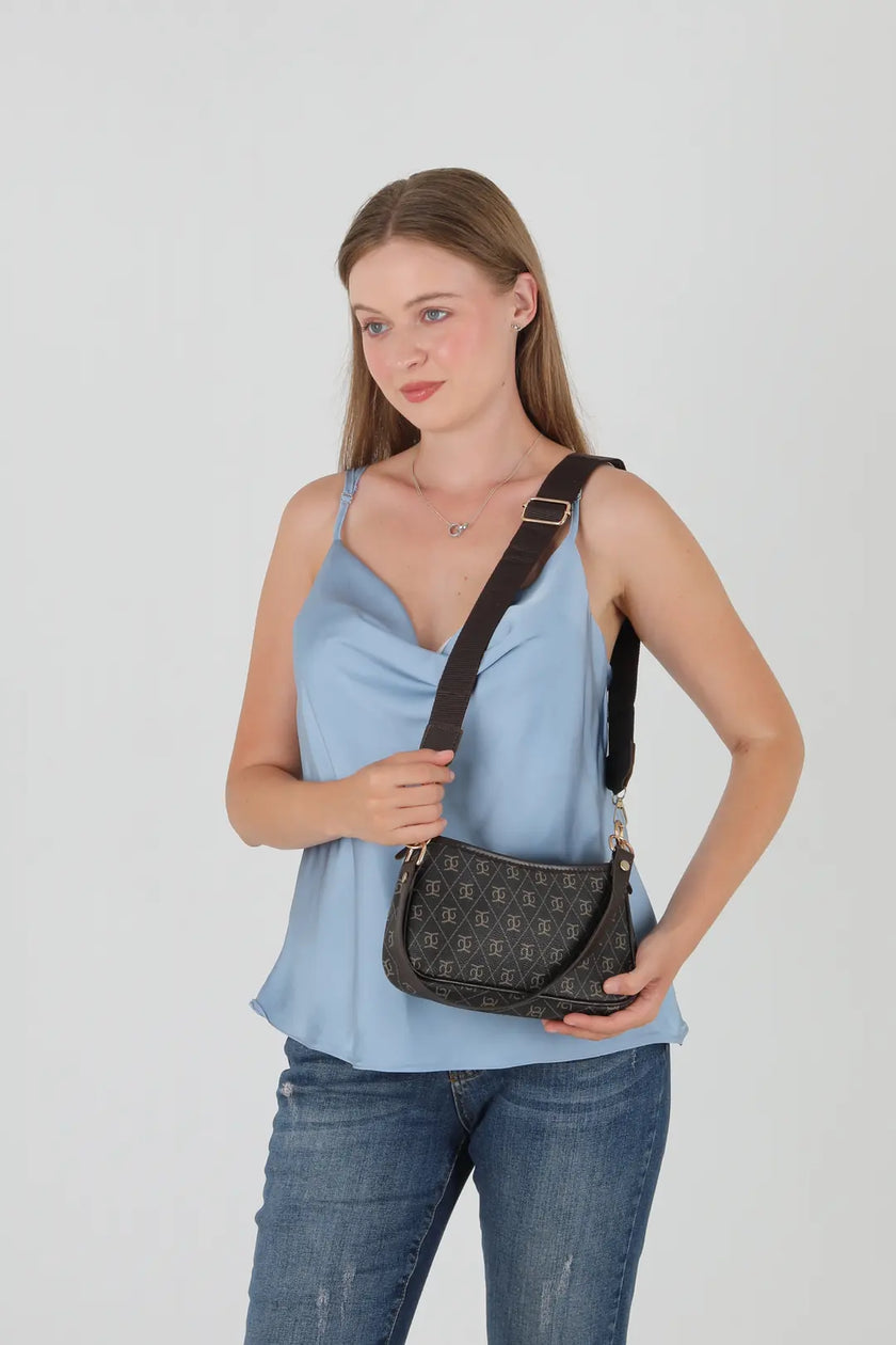 Panna Monogrom Baget Çanta Kahve