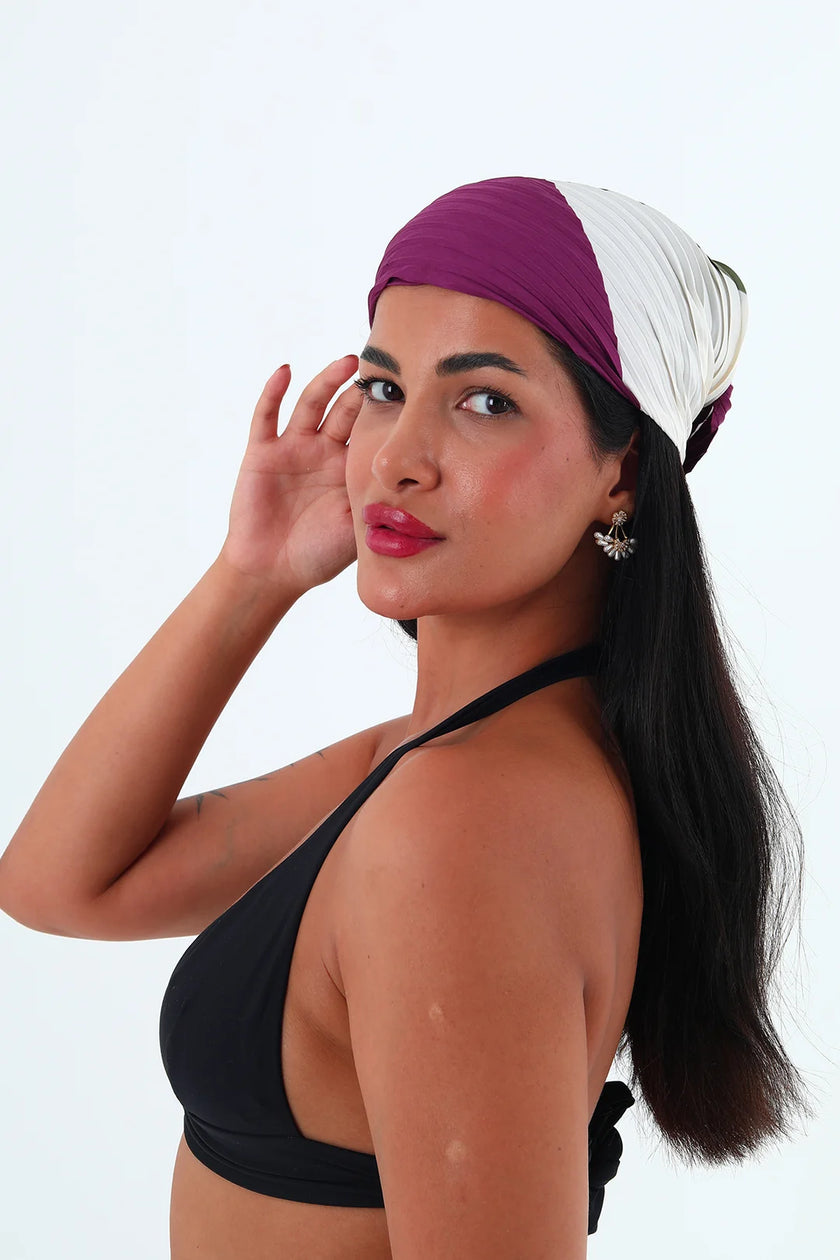 Rose çok renkli piliseli bandana,fular Mor