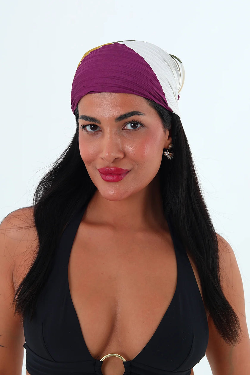 Rose çok renkli piliseli bandana,fular Mor