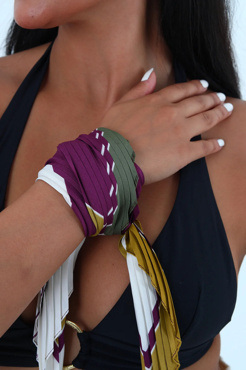 Rose çok renkli piliseli bandana,fular Mor