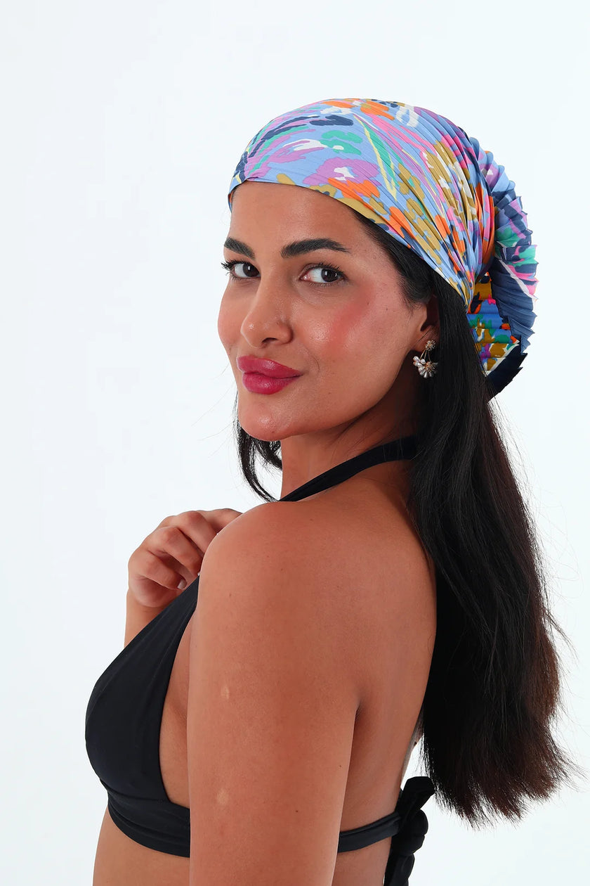 Rose çok renkli piliseli bandana,fular Lila