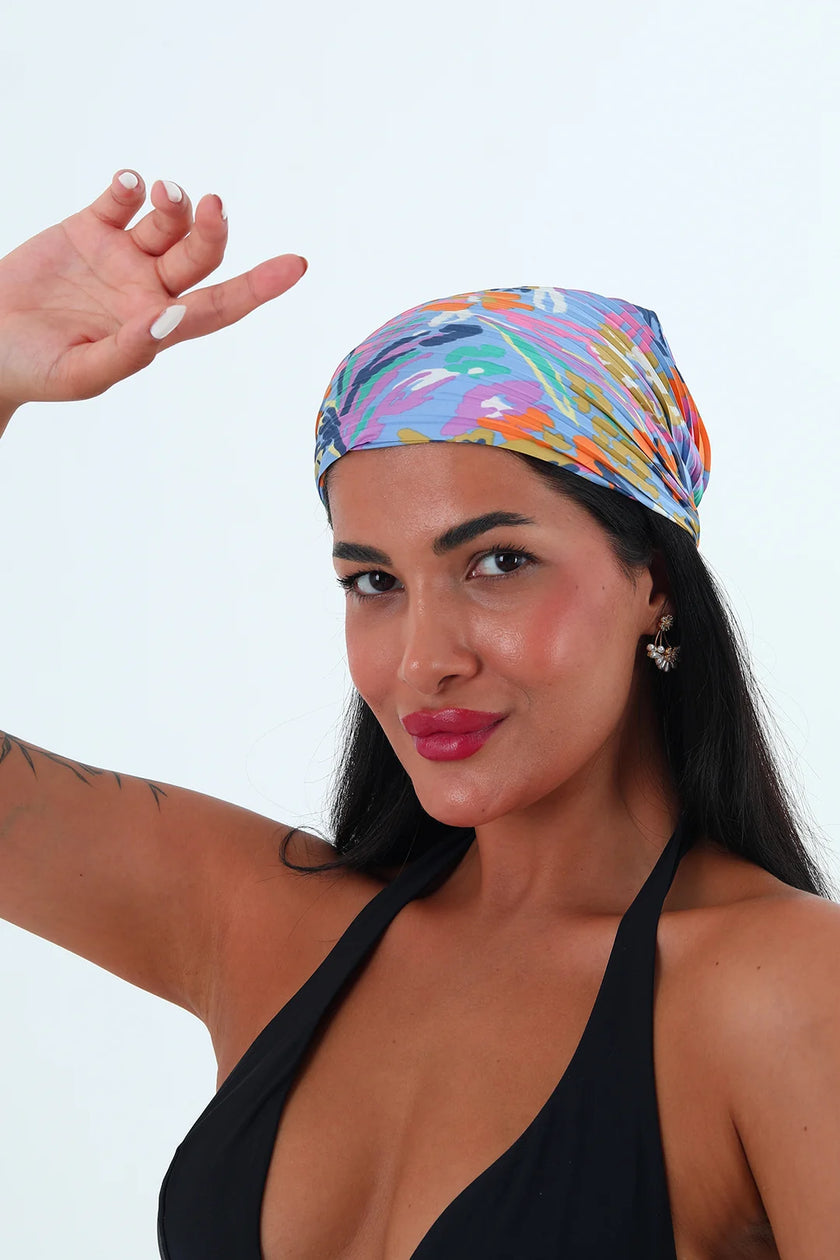 Rose çok renkli piliseli bandana,fular Lila