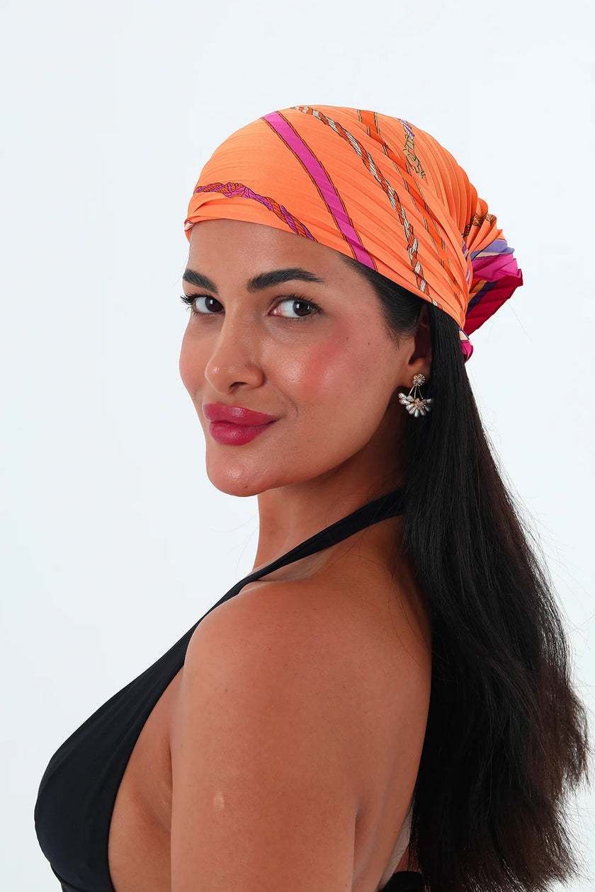 Rose çok renkli piliseli bandana,fular Turuncu