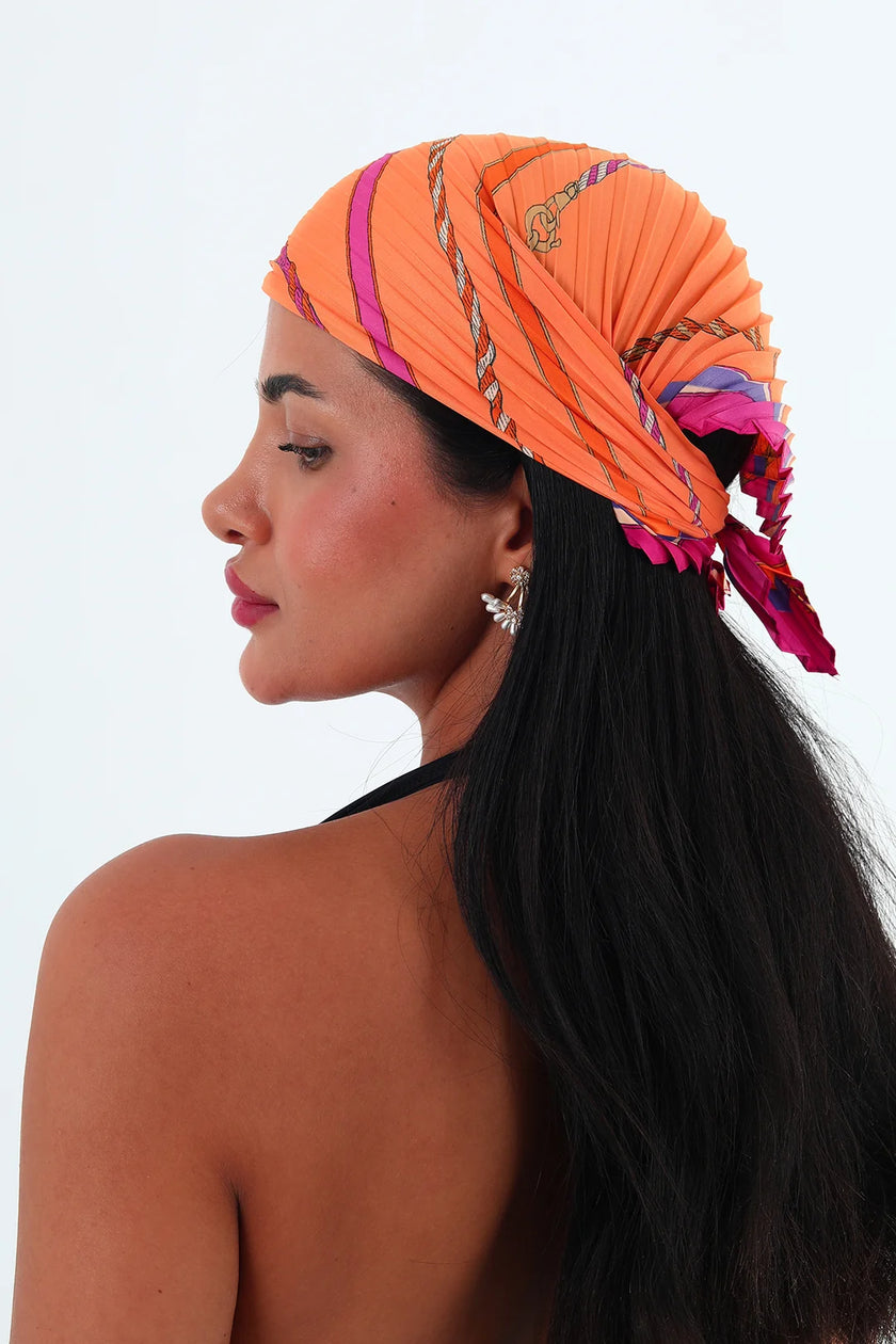 Rose çok renkli piliseli bandana,fular Turuncu