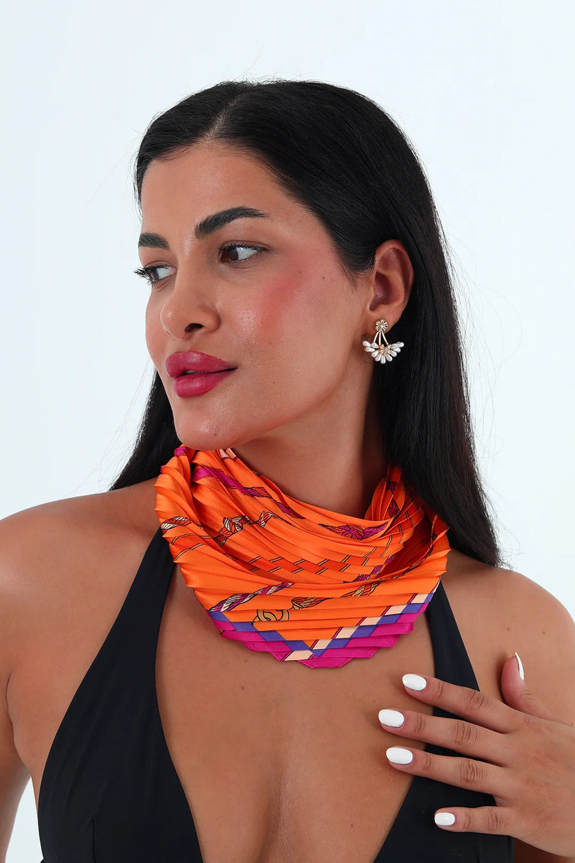 Rose çok renkli piliseli bandana,fular Turuncu