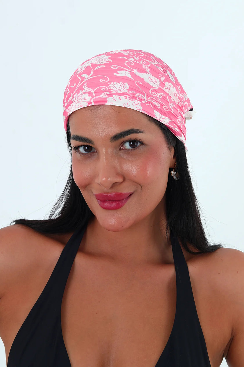 Rose çok renkli piliseli bandana,fular Pembe