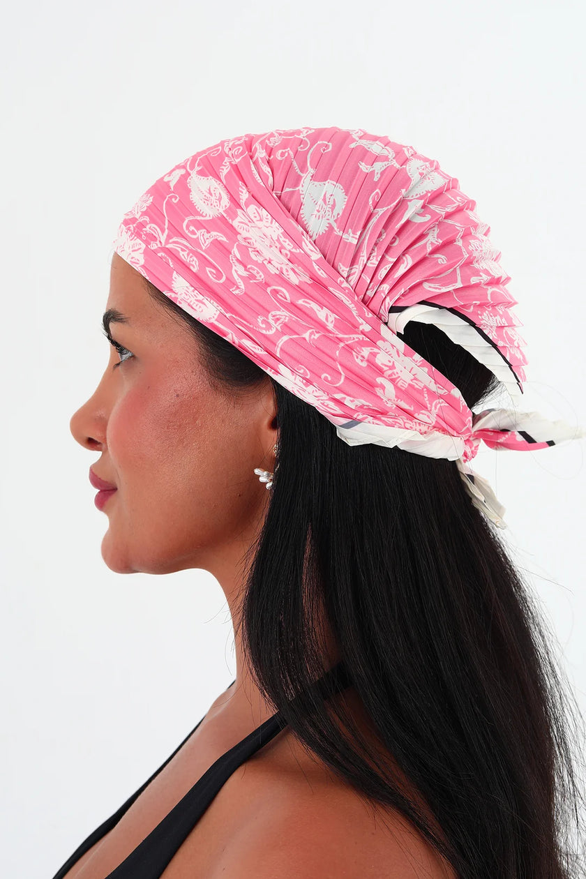 Rose çok renkli piliseli bandana,fular Pembe