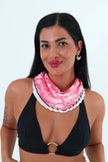 Rose çok renkli piliseli bandana,fular Pembe