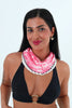 Rose çok renkli piliseli bandana,fular Pembe