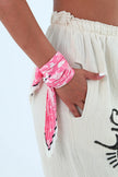 Rose çok renkli piliseli bandana,fular Pembe
