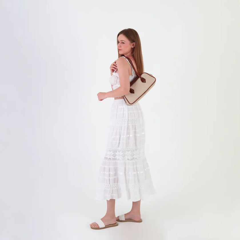 Sunny Hasır Baget Çanta - Taba