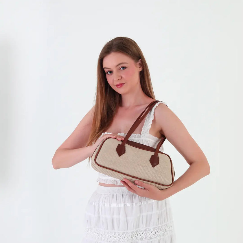 Sunny Hasır Baget Çanta - Taba