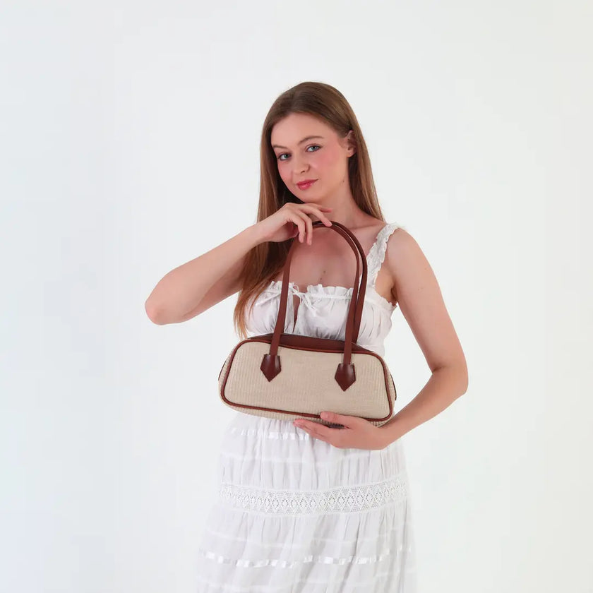 Sunny Hasır Baget Çanta - Taba