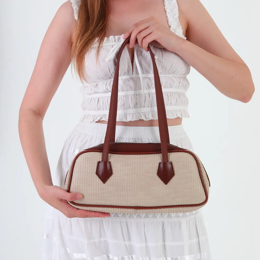 Sunny Hasır Baget Çanta - Taba