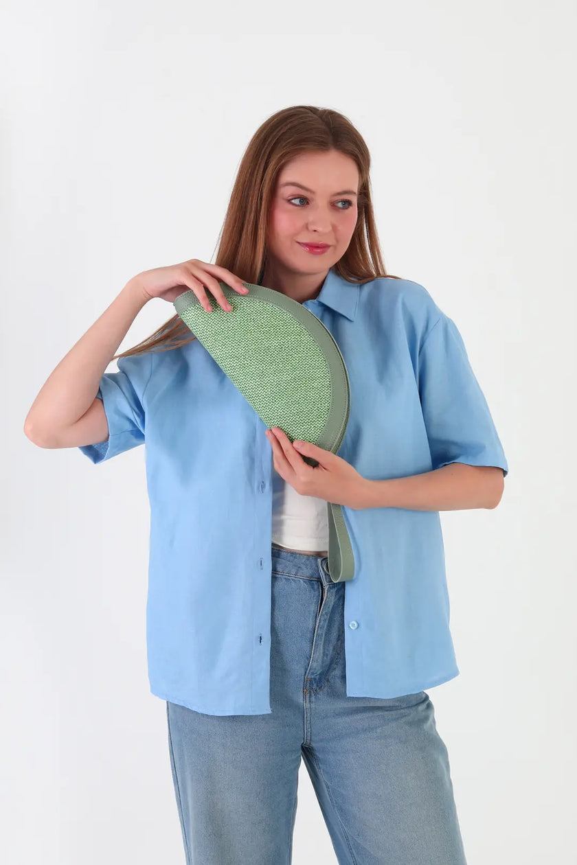 Venice Hasır Clutch Çanta Yeşil