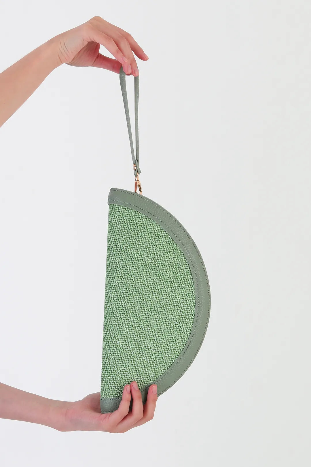 Venice Hasır Clutch Çanta Yeşil