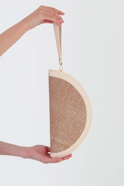 Venice Hasır Clutch Çanta Krem