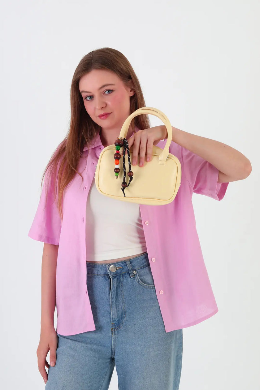 Lunel Aksesuarlı Mini Oval El Ve Çapraz Çanta Sarı