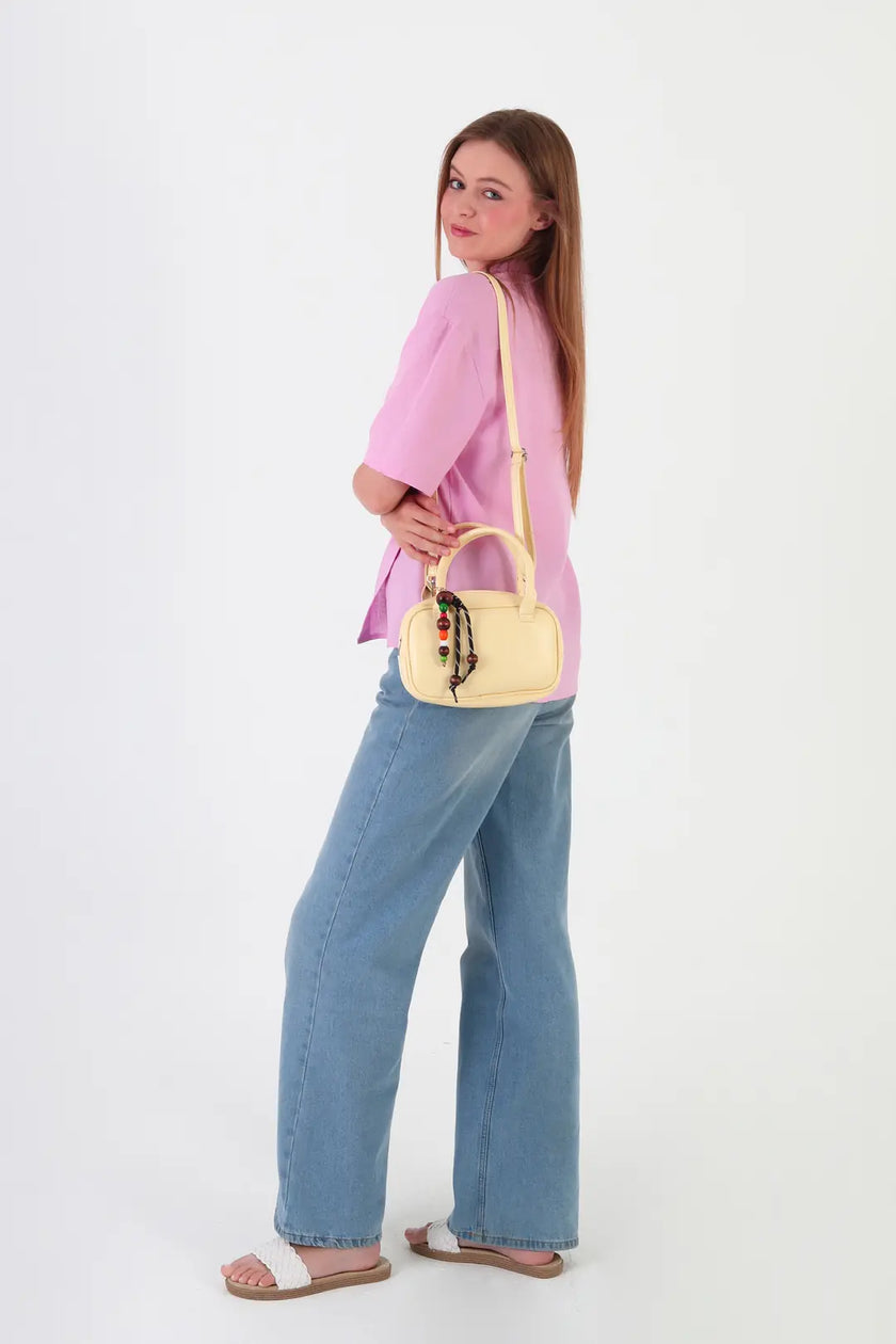 Lunel Aksesuarlı Mini Oval El Ve Çapraz Çanta Sarı