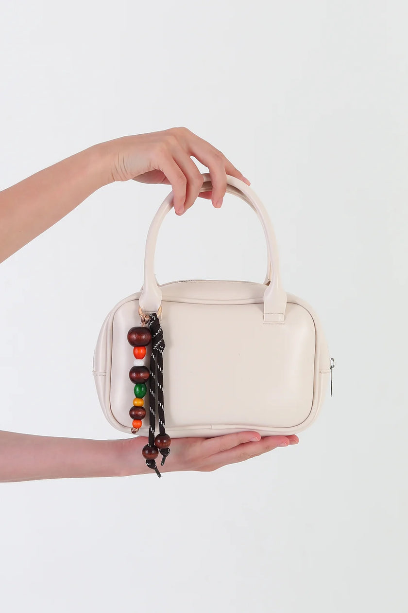 Lunel Aksesuarlı Mini Oval El Ve Çapraz Çanta Krem