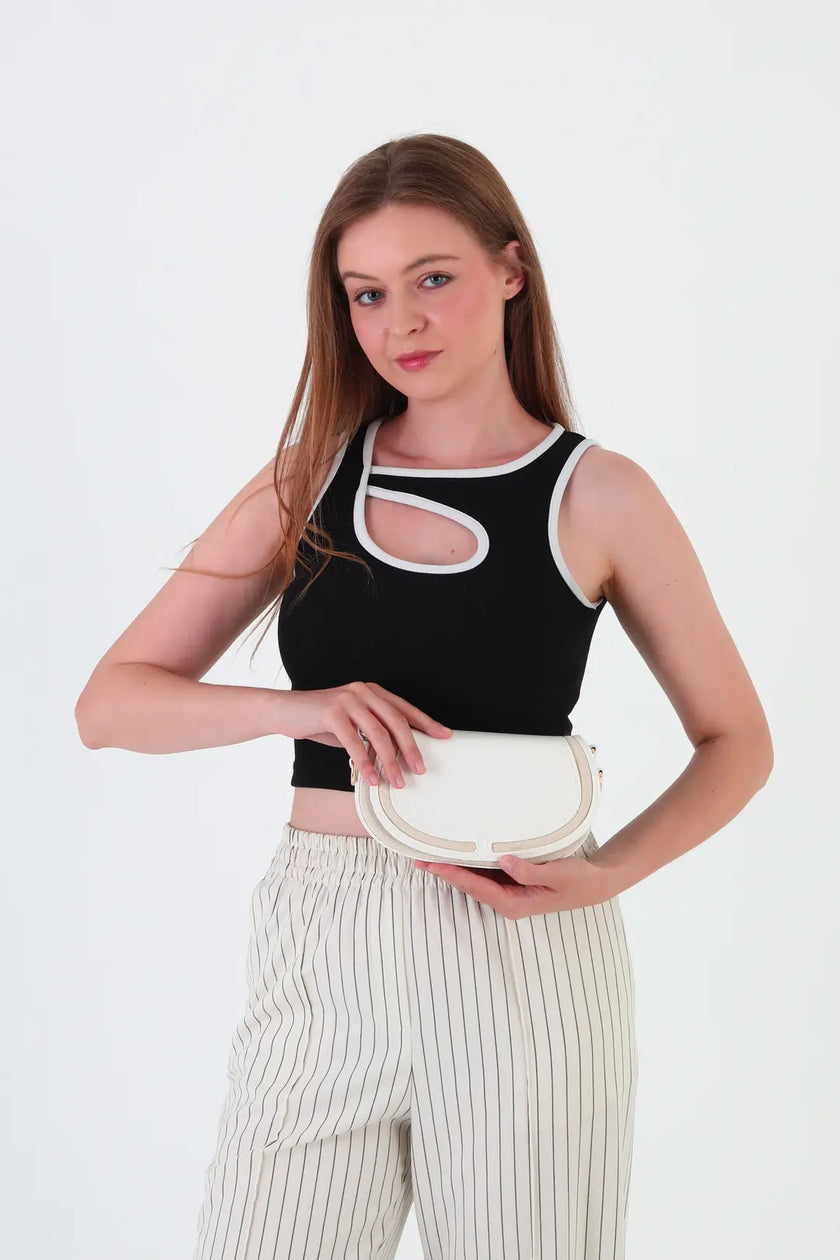 Daisy Kapaklı Çapraz Çanta Beyaz