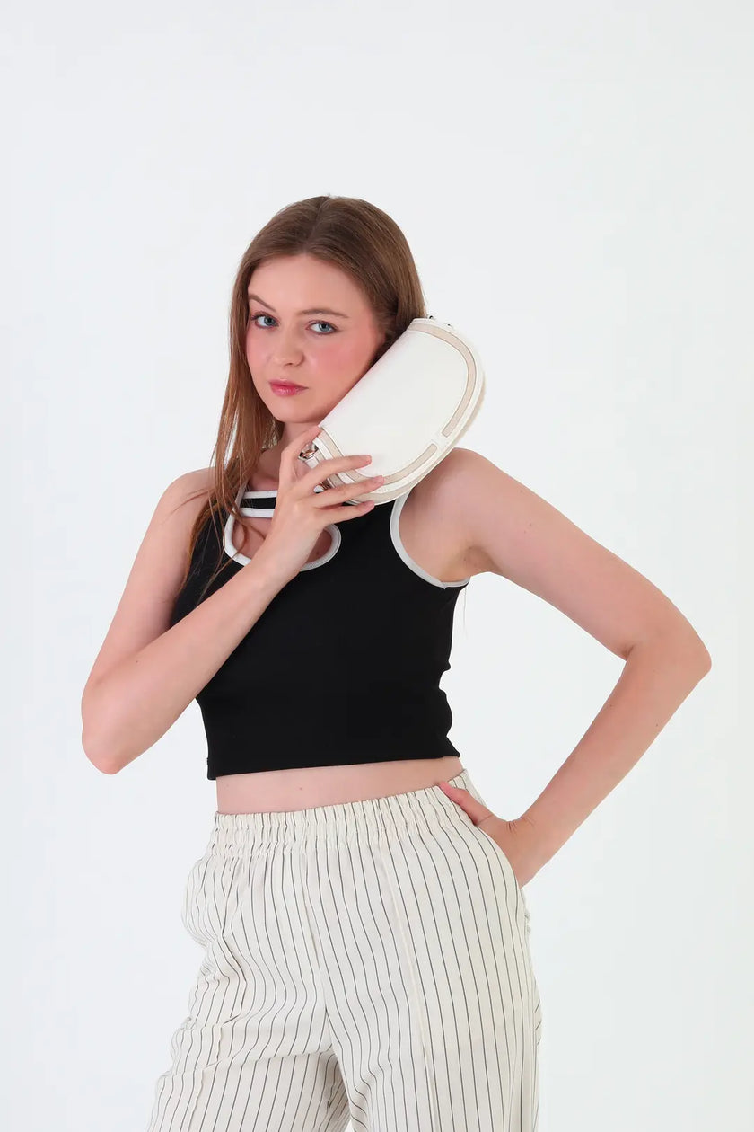 Daisy Kapaklı Çapraz Çanta Beyaz