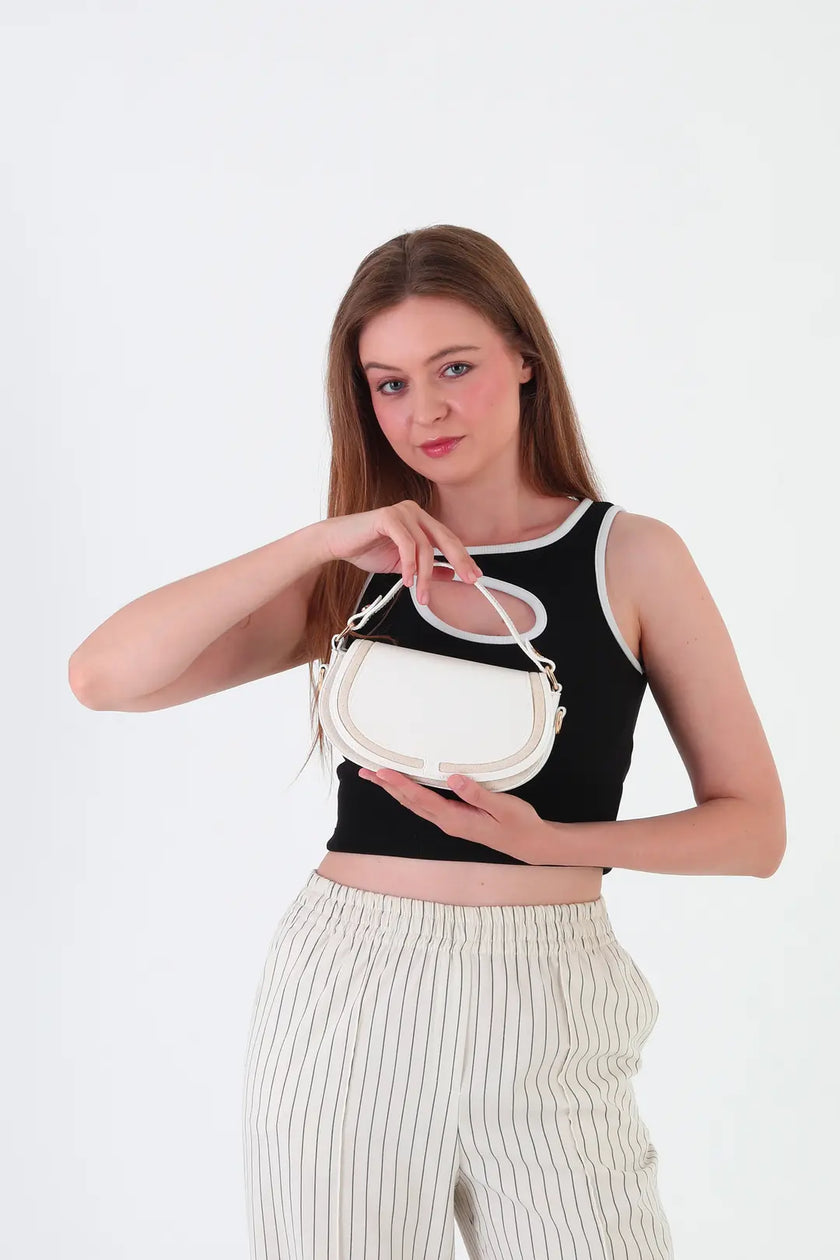 Daisy Kapaklı Çapraz Çanta Beyaz